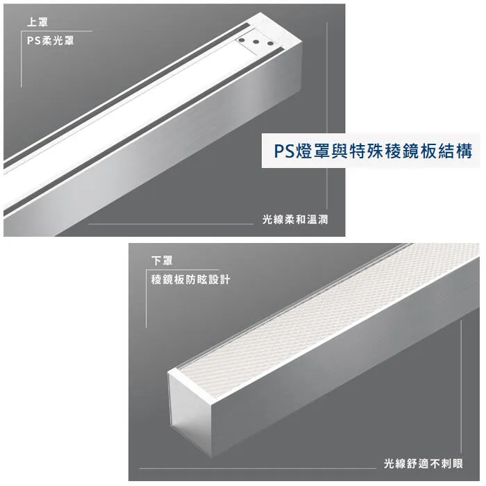 舞光 LED 40W 凱特防眩吊燈 工廠辦公照明 上下打燈 LED-29024N 黑色/銀色