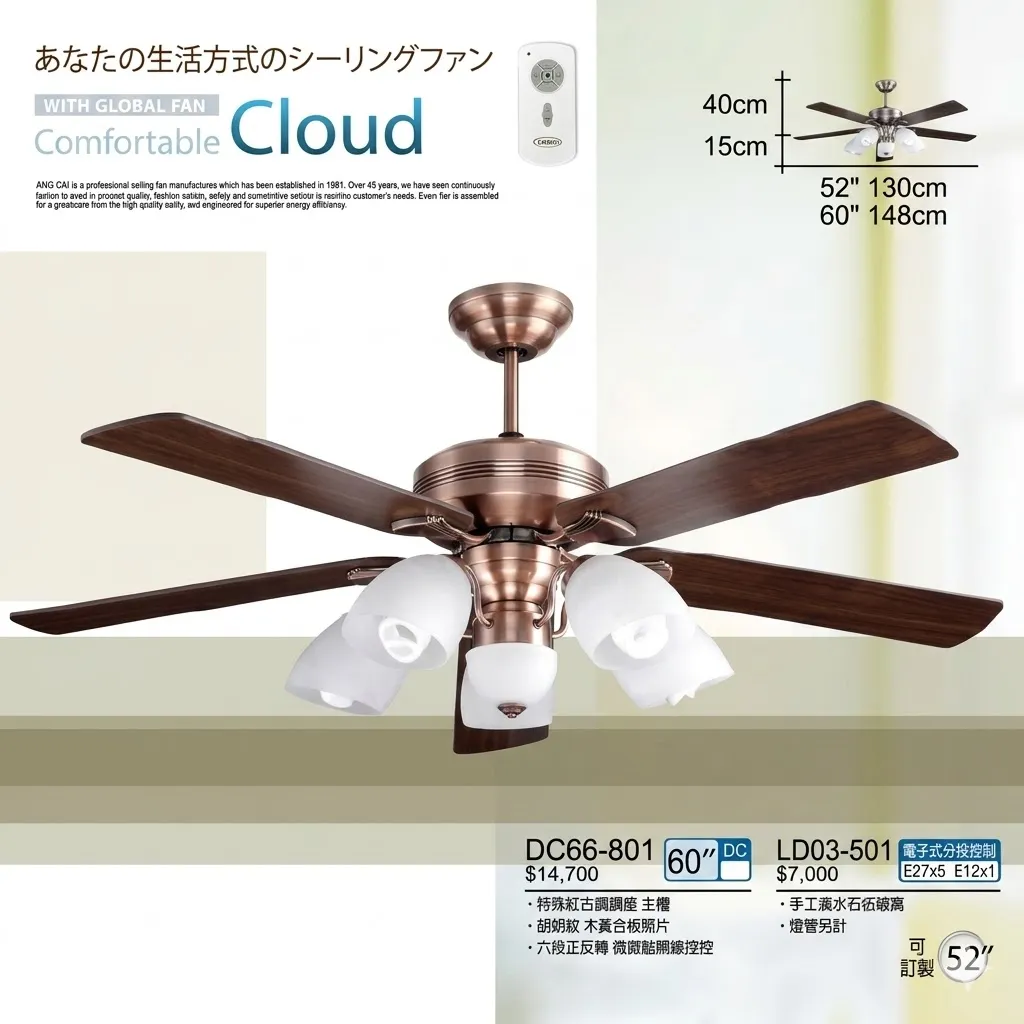 將財 台灣製 52吋/60吋 DC吊扇+燈具 DC66-803+LD03-503 DC66-801+LD03-501附遙控器