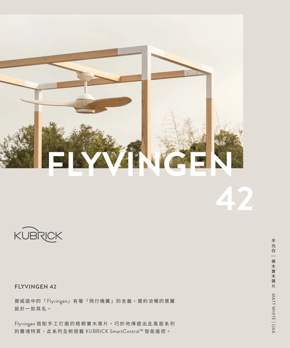 台灣製酷必客 42吋DC吊扇附燈 FLYVINGEN系列 附遙控器 42HSA-L-W平光白 42HSA-L-B平光黑 