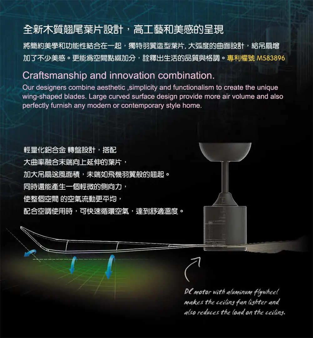 將財台灣製 52吋/60吋DC吊扇+燈具附遙控器 DC85-832 牙白/DC85-831黑古銀