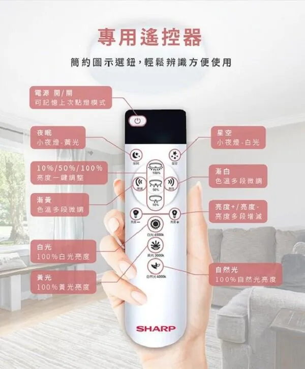 SHARP 夏普 高光效LED 55W 明悅吸頂燈 可調光調色 附遙控器 DL-ZA0033