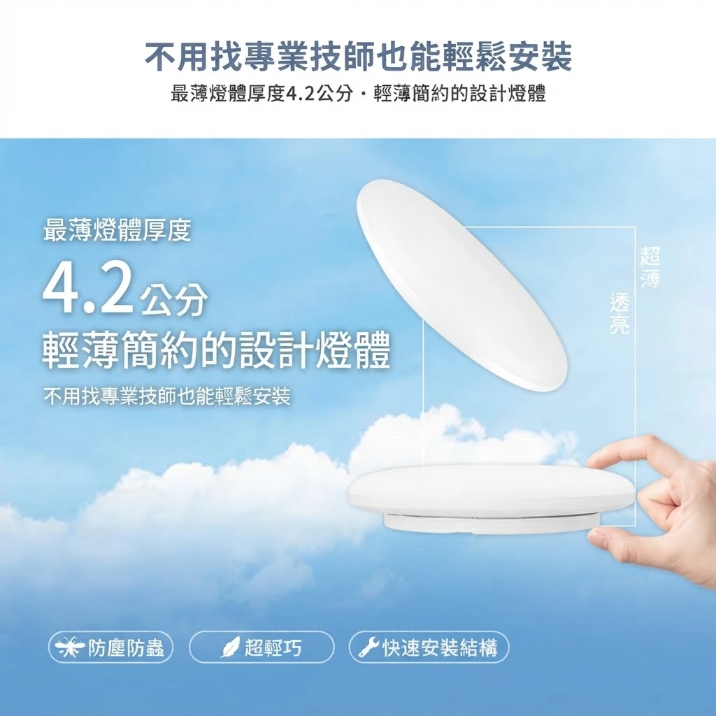 舞光雲朵 LED 16W 超薄型 單色 吸頂燈(白光D-CEN16DR2 自然光D-CEN16NR2 黃光D-CEN16WR2 )三種色溫可選