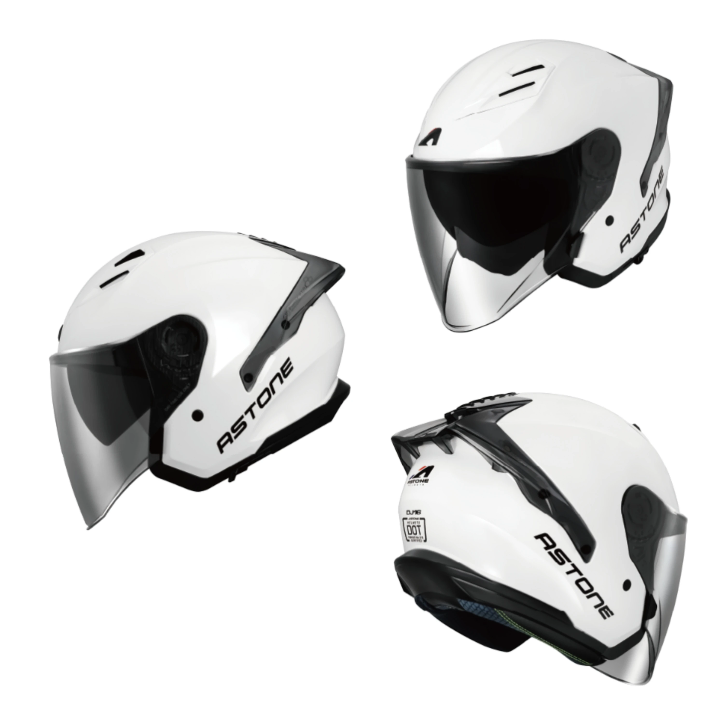 ASTONE DJ16 素色 亮白 平黑 深灰 宇宙銀 內墨鏡 耳機槽 通風輕盈 半罩安全帽