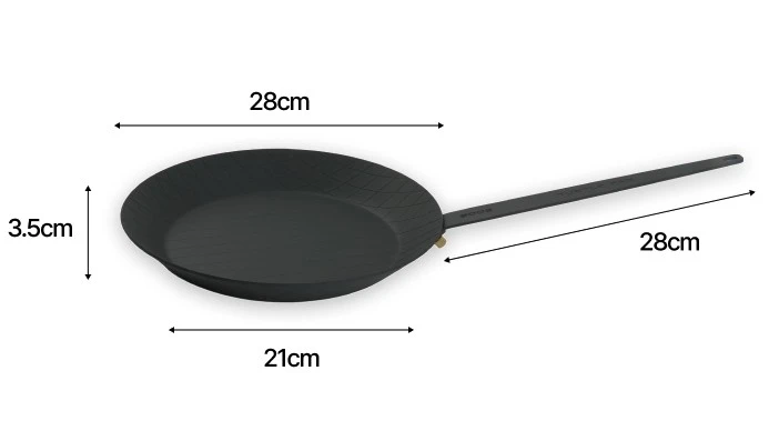 韓國800度C  可拆式手把長柄平底鐵鍋28cm