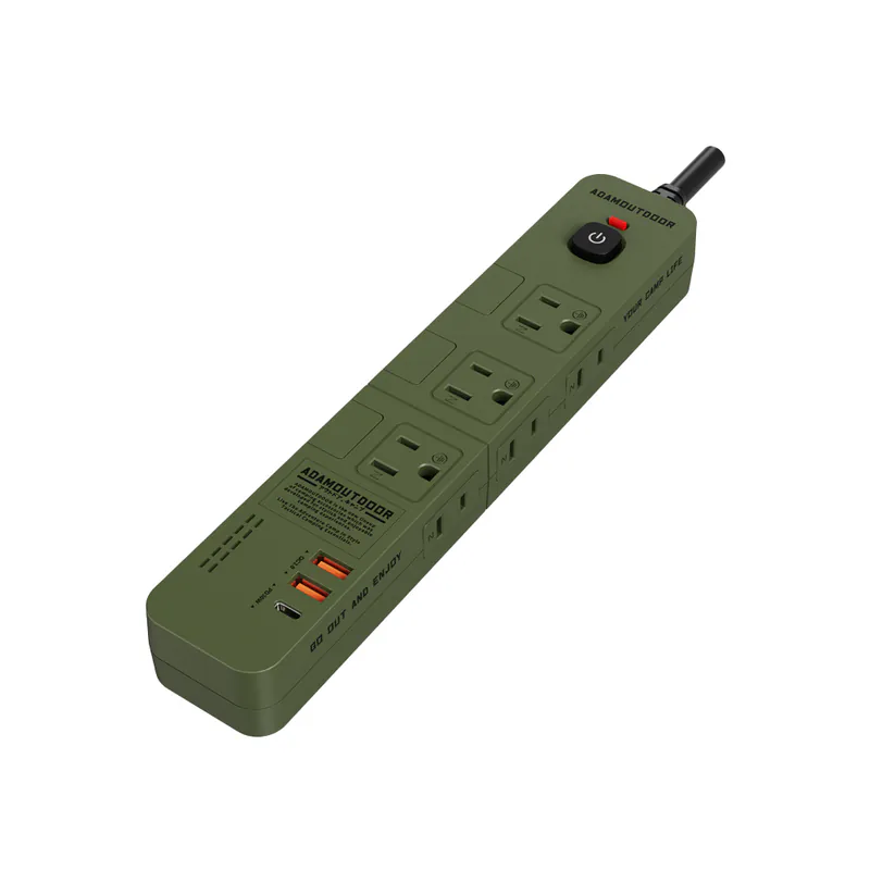 ADAMOUTDOOR｜ 家用款4開6插30WPD 延長線1.8M 軍綠色