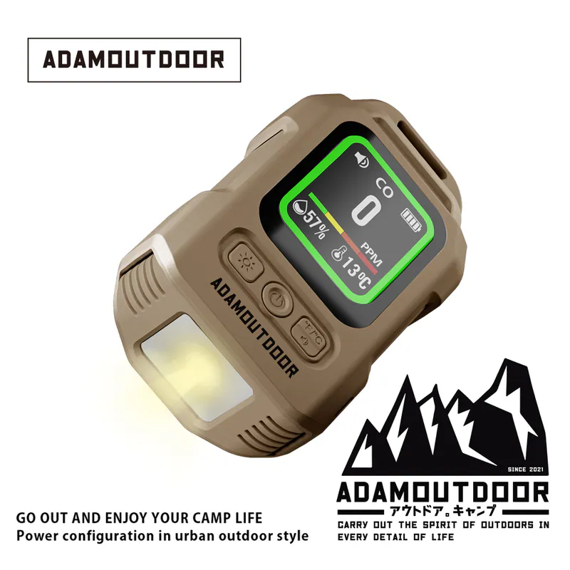 ADAMOUTDOOR｜攜帶式一氧化碳偵測警報器 沙漠色【現貨】