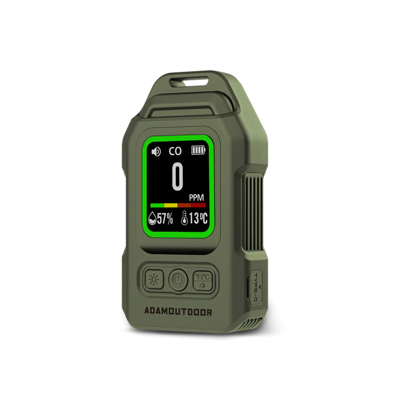 ADAMOUTDOOR｜攜帶式一氧化碳偵測警報器 軍用綠【現貨】