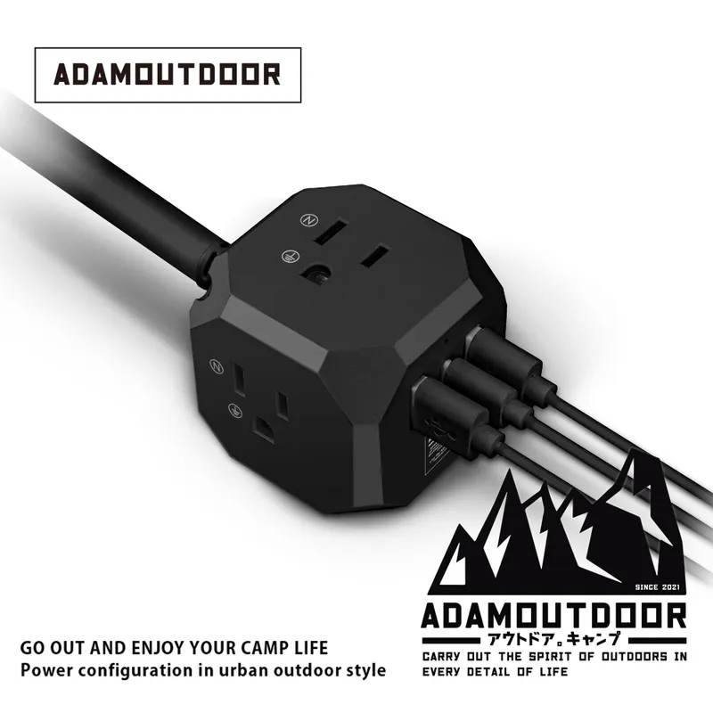 ADAMOUTDOOR｜極限方塊PD氮化鎵35W多功能USB延長線 黑