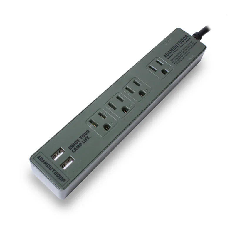 ADAMOUTDOOR｜家用款1切4+USB 延長線1.8M 軍綠色
