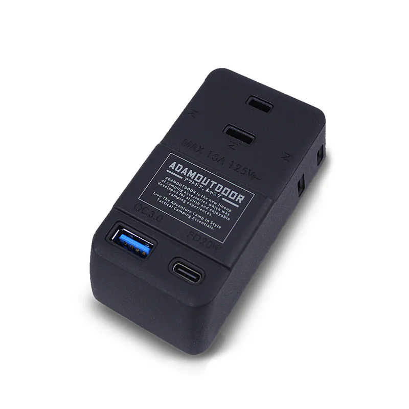 ADAMOUTDOOR｜3座擴充PD/QC USB壁插 黑色