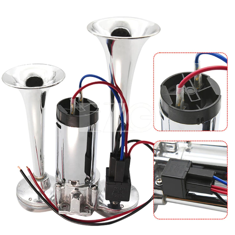 【高總裁LED 】台灣現貨 迷你風筒喇叭 12V24V 雙管 附繼電器 電喇叭 氣喇叭 氣壓 電動 AIR喇叭 船笛