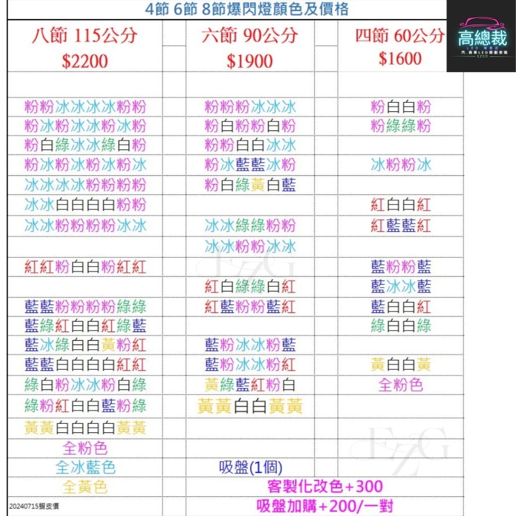 【高總裁LED 】台灣現貨 LED長條爆閃燈 16種模式 四節 六節 八節 12V24V 跑馬 頻閃 快閃 慢閃 可吸盤