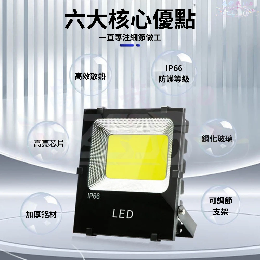 【高總裁LED 】台灣現貨 LED投射燈 防水投光燈 戶外燈 200W 白光 探照燈 場地燈 廣告招牌燈 110V