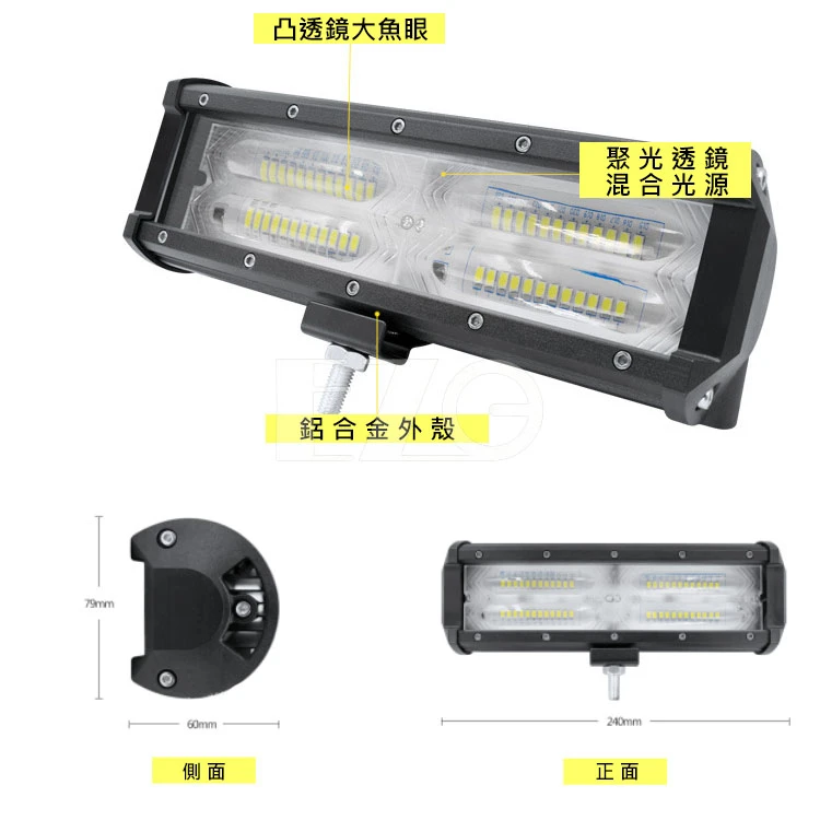 【高總裁LED 】台灣現貨 144W工作燈 4D魚眼聚散光 12V 24V 防水 白光 照明燈 大範圍  探照燈