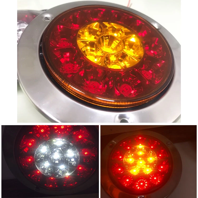 【高總裁LED 】台灣現貨 16LED 4吋不鏽鋼圈雙色尾燈 燻黑 12~24V 防水煞車燈 方向燈 警示燈 雙色燈