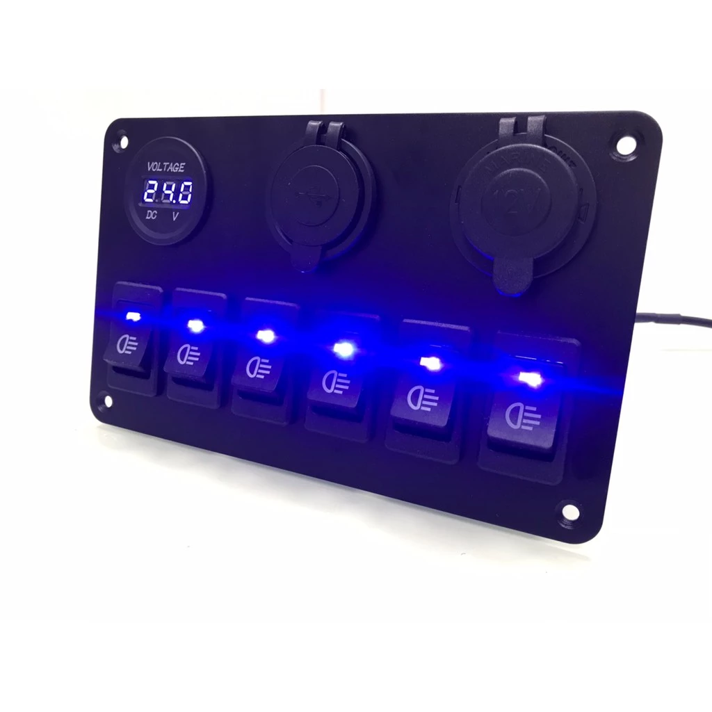 【高總裁LED 】台灣現貨 車用電壓表 獨立開關 快充USB 12V 24V 改裝車開關 開關控制板 6開關