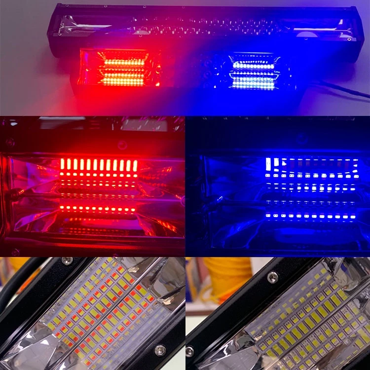 【高總裁LED 】台灣現貨 LED 長條燈 三排 工作燈 12~24V 防水 白光 雙色 爆閃 探照燈 長排燈 散光聚光