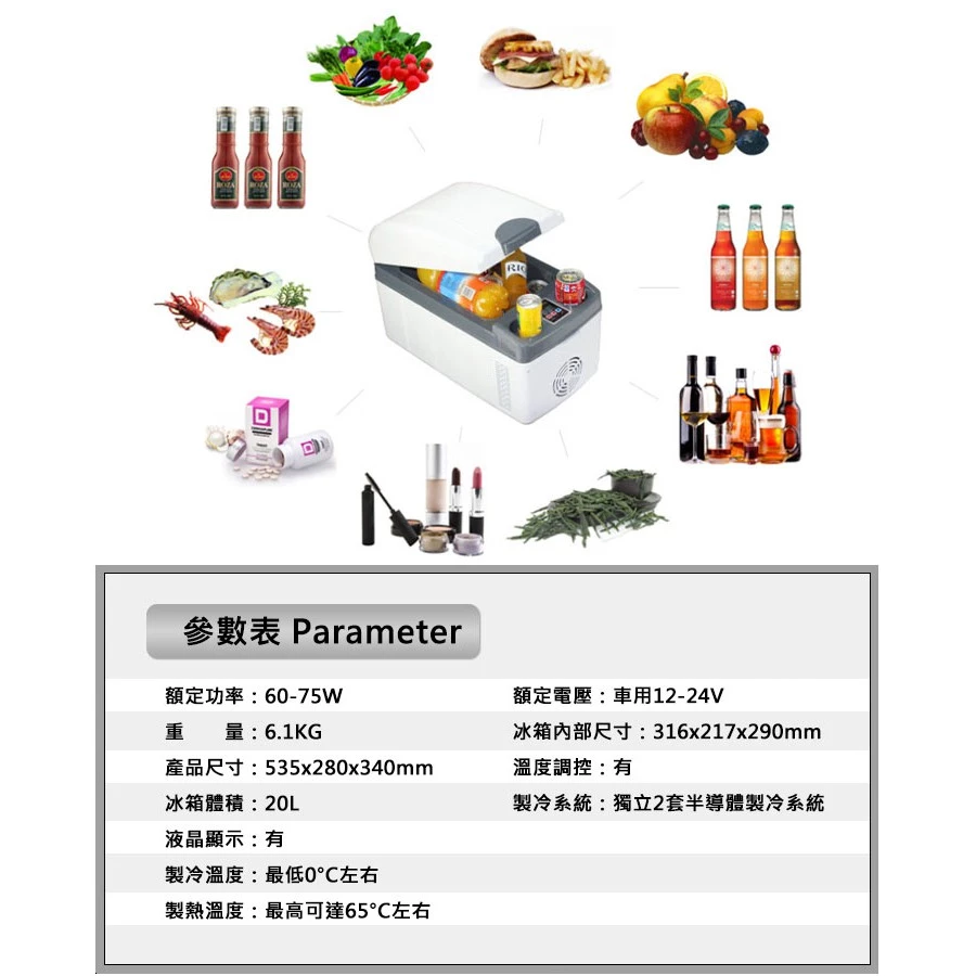 【高總裁LED 】台灣現貨 車用行動冰箱 25L 20L 雙核心製冷冰箱 12~24V 冷暖兩用 大容量 車充
