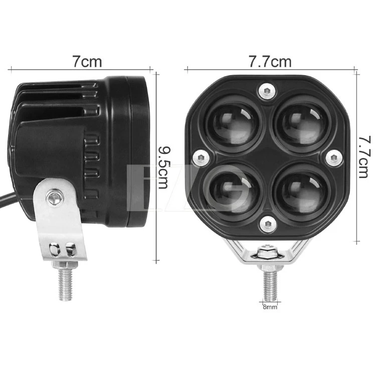 【高總裁LED 】台灣現貨 40W四眼魚眼雙色聚光燈 白光 黃光 12~24V 防水 霧燈 泛光 越野燈