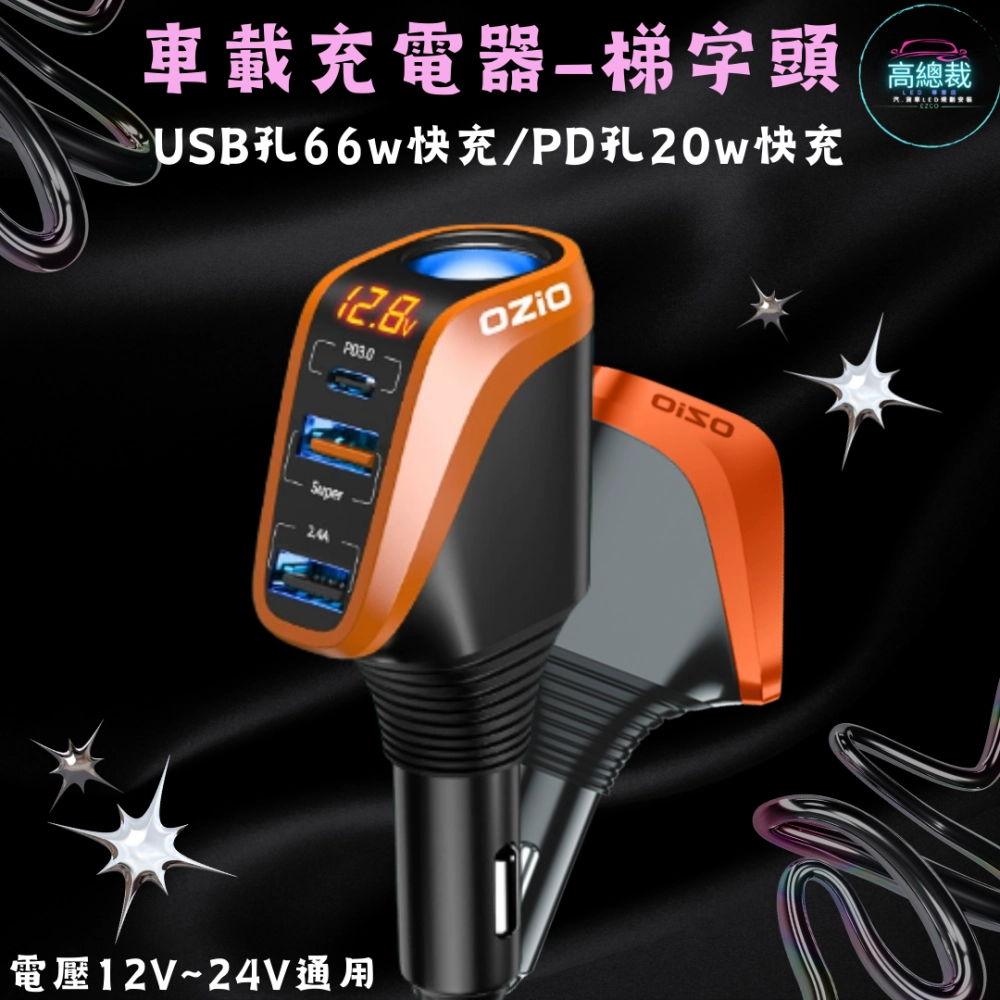 【高總裁LED 】台灣現貨 車載充電器 超級快充   車充 點煙轉換插頭 汽車用 貨車用  12v~24v通用