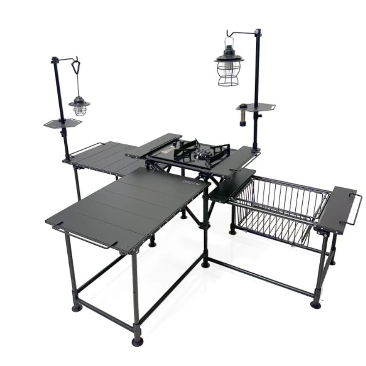 JG Mini Table 迷你桌【綠色工場】台灣製鋁合金蛋捲桌 鋁捲桌 露營桌 可拼接 附燈架、收納袋