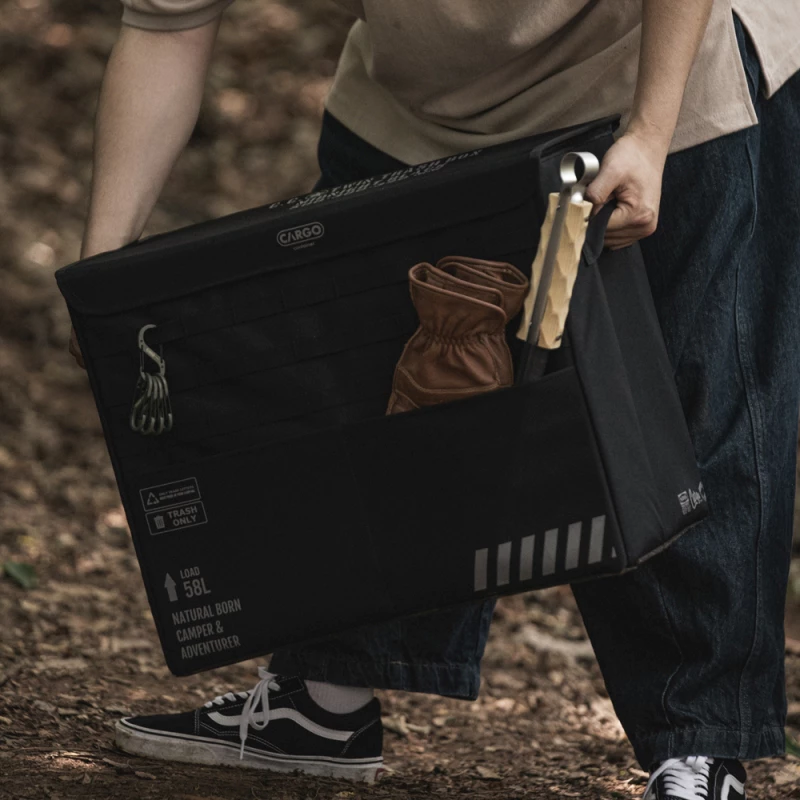 【綠色工場】CARGO 工業風磁吸式掀蓋垃圾桶 露營收納盒 收納箱 置物箱 置物盒 可攜式垃圾桶 附收納袋 軍綠/沙/黑