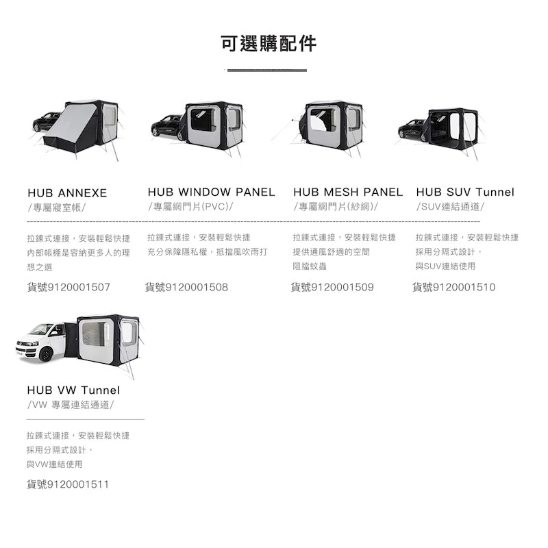 【綠色工場】Dometic HUB 可充氣活動遮陽篷專用配件 充氣帳 車尾/車邊帳 專用紗網、連接布