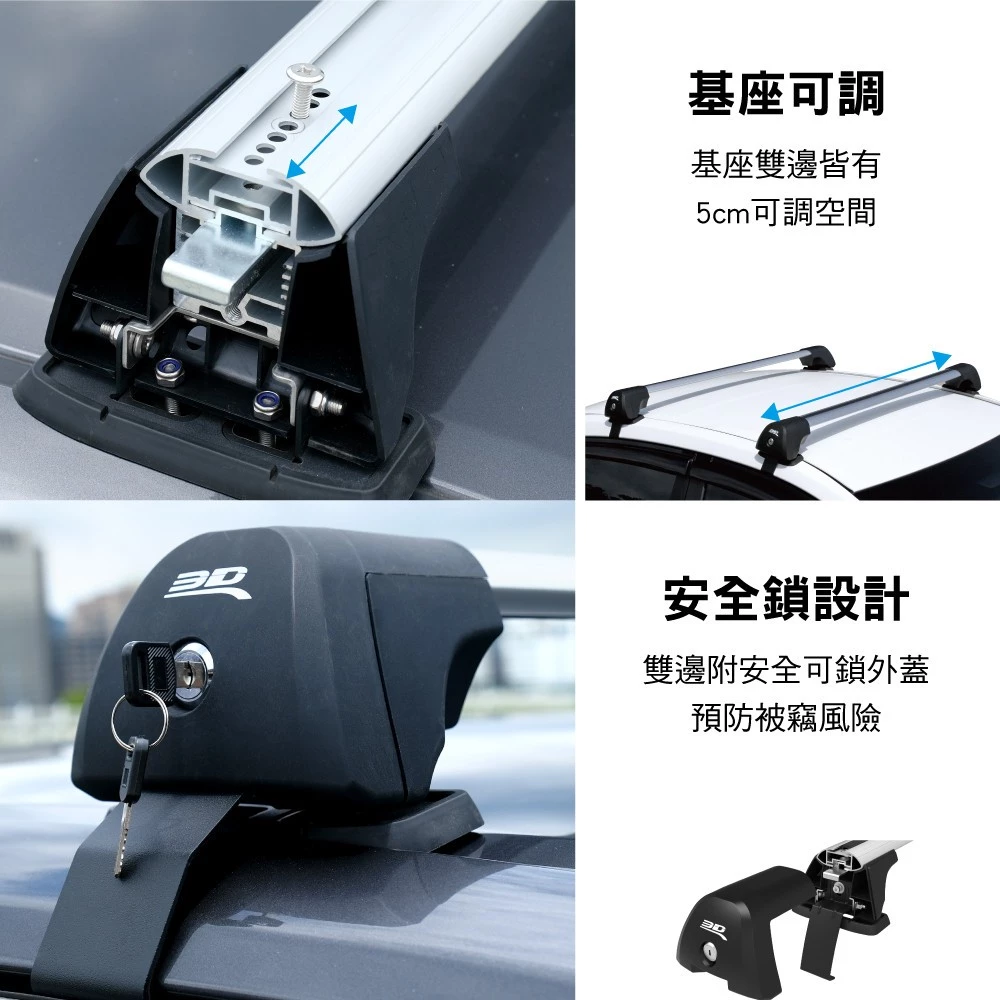 【綠色工場】3D 卡固 專用型夾門式車頂行李架 無直桿專用 車頂橫桿 車頂行李架 車頂置放架 車頂桿 置物架