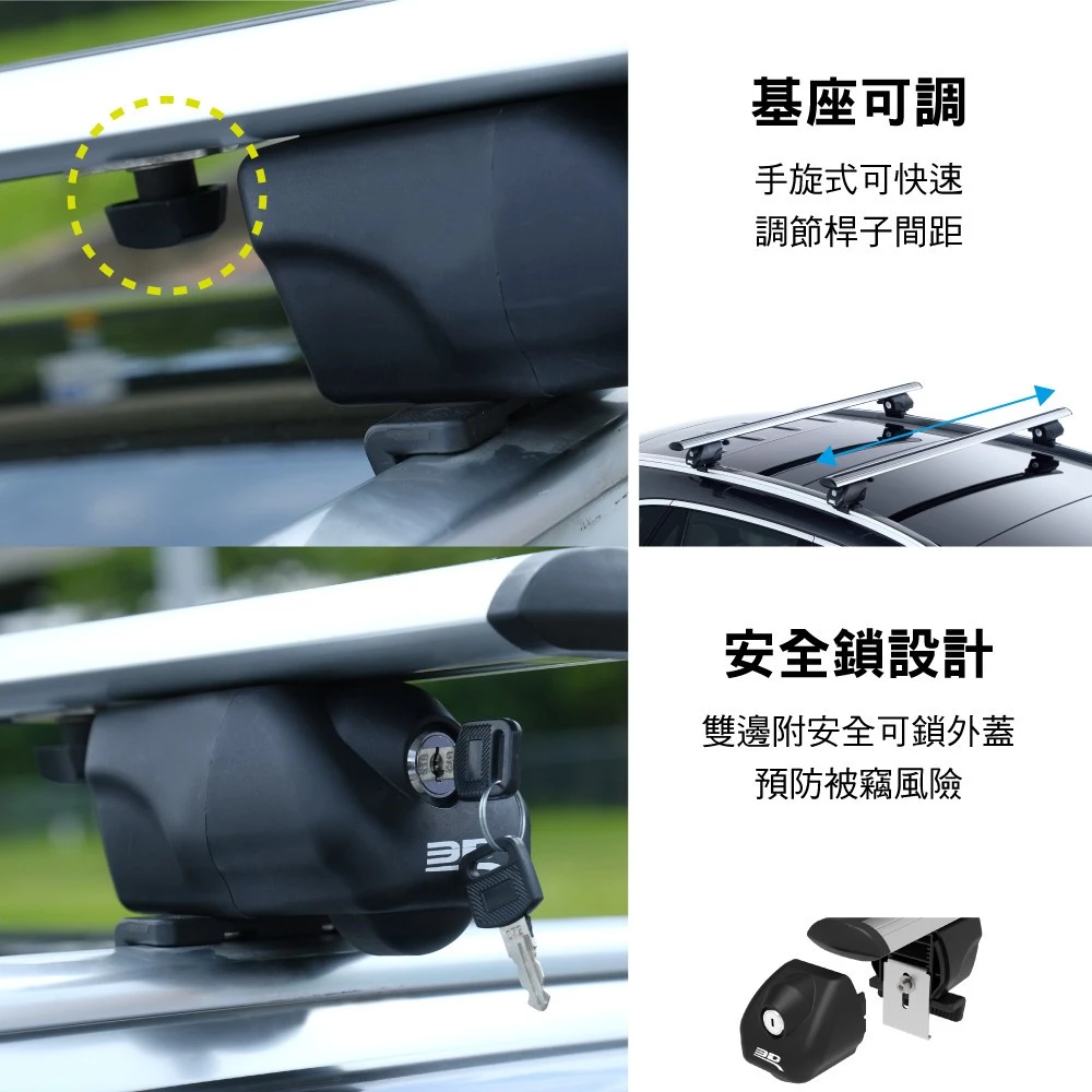 【綠色工場】3D 卡固 兩用型車頂行李架 簍空/服貼直桿專用 車頂橫桿 車頂行李架 車頂置放架 車頂桿 置物架