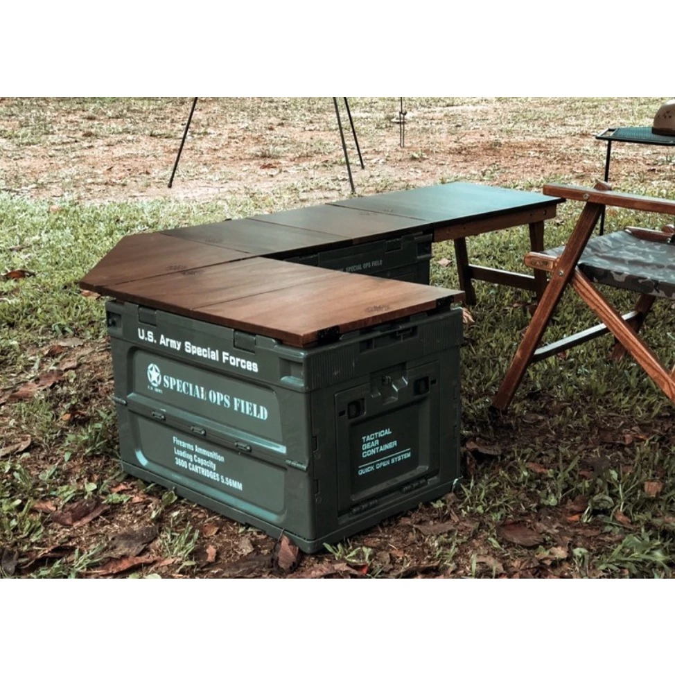 【綠色工場】<CampingBar> 軍風軍綠色折疊箱 居家收納 側開箱 折疊收納箱 露營收納箱 收納櫃 摺疊箱 露營