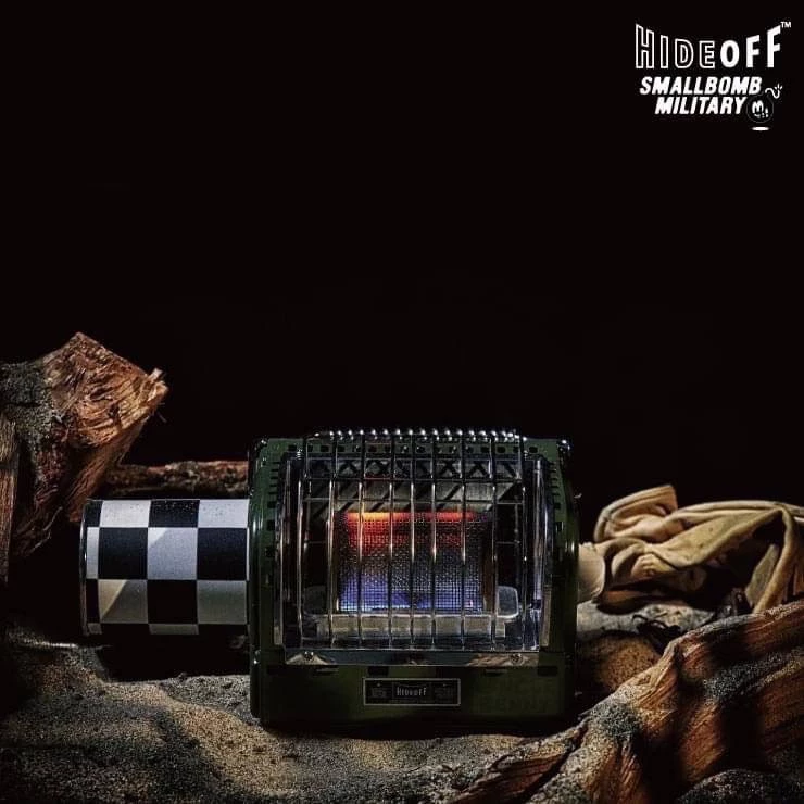 【綠色工場】 HIDEOFF 復古方形暖 韓國製 軍事風款式(軍綠 / 黑色 )瓦斯暖爐 陶瓷瓦斯暖爐 保暖 戶外 露營