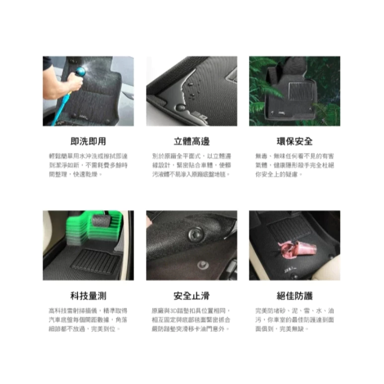 3D Mats 卡固立體汽車踏墊 berlingo 布丁狗專用 【綠色工場】腳踏墊 車內保護墊 防髒 防水易洗 安全止滑