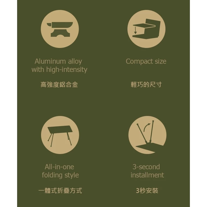 CARGO 工業風折疊桌 軍綠/沙色/黑色 【綠色工場】含收納袋 摺疊桌 鋁合金桌 收納桌 露營桌 輕量桌 軍風露營