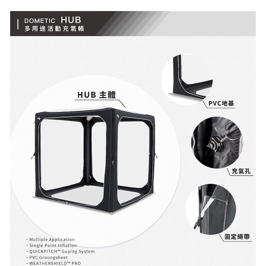 【綠色工場】Dometic HUB 可充氣活動遮陽篷專用配件 充氣帳 車尾/車邊帳 專用紗網、連接布