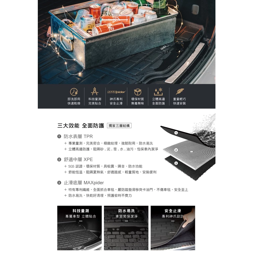 【綠色工場】3D 卡固立體汽車後廂墊 Mercedes-Benz GLB 專用墊 車廂墊 寵物墊 腳踏墊 立體踏墊 車墊