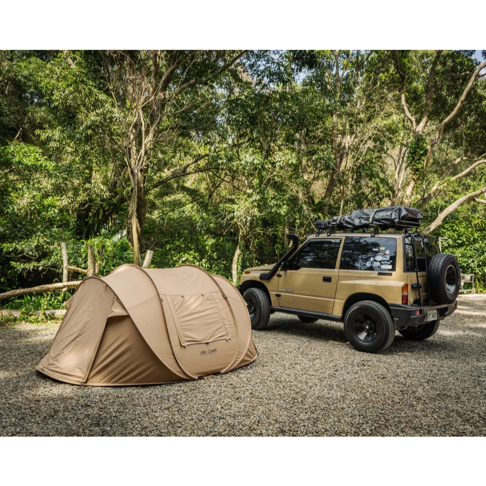 OWL camp ZERO秒拋帳【綠色工場】拋帳 速搭帳 科技棉帳 速開帳篷 秒搭帳 4人帳 輕鬆搭建 黑色/沙色