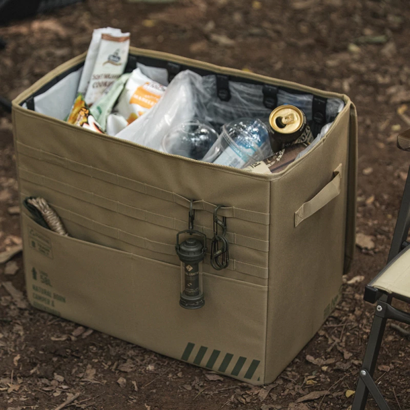 【綠色工場】CARGO 工業風磁吸式掀蓋垃圾桶 露營收納盒 收納箱 置物箱 置物盒 可攜式垃圾桶 附收納袋 軍綠/沙/黑