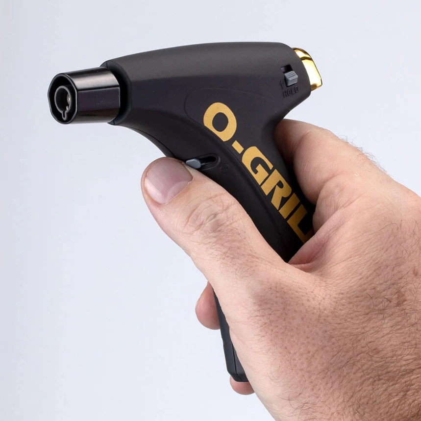 O-Grill 輕便防風瓦斯噴槍【綠色工場】GJ-360 打火機 可回充 電子點火 1300°C藍色火焰 特仕黑