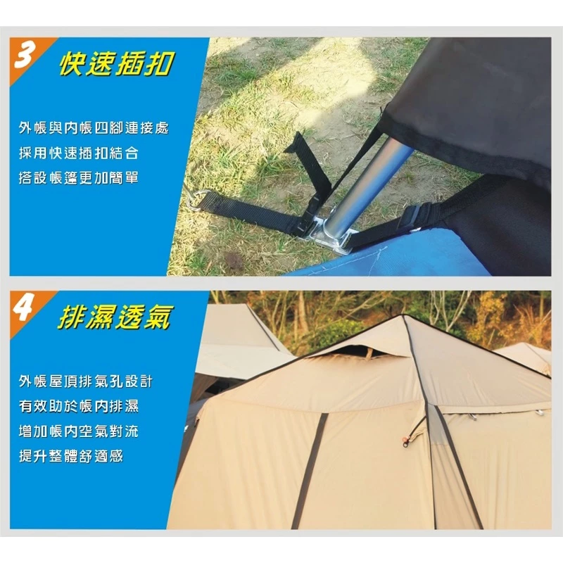 威力屋 白獅王300KING (黑膠)【綠色工場】別墅帳篷 多人帳篷 速搭帳 四季帳 一房一廳 露營帳篷 快速帳 台灣製