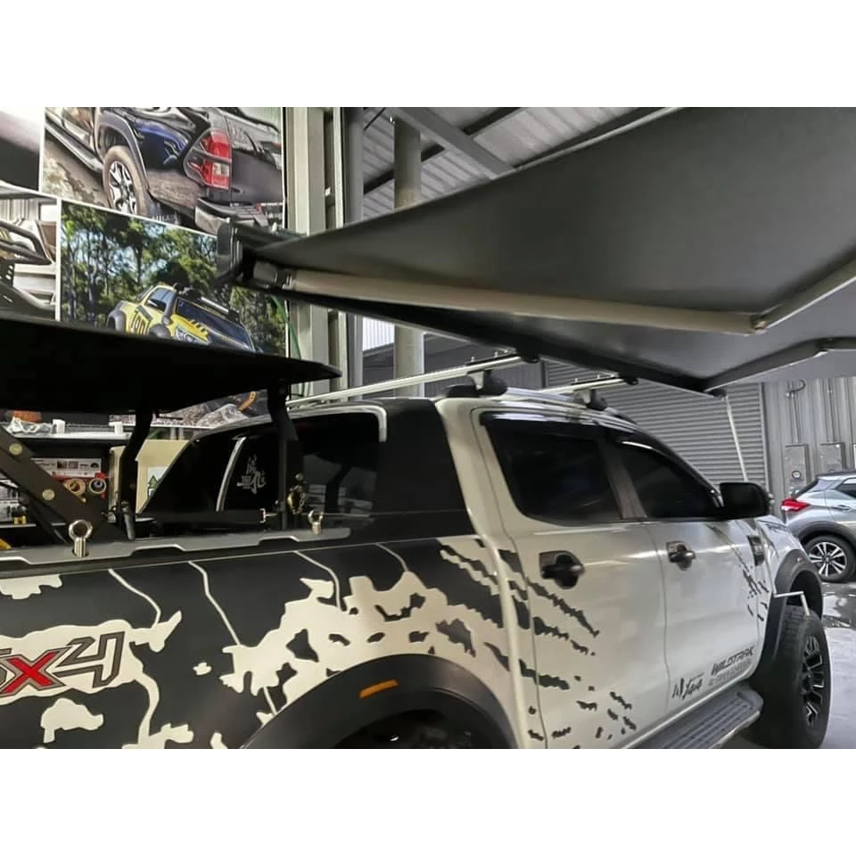 TIMEBOX 黑化版手搖車邊帳【綠色工場】TB-06-3025 搖桿式 手搖車邊帳篷 車邊天幕 客廳帳 天幕帳
