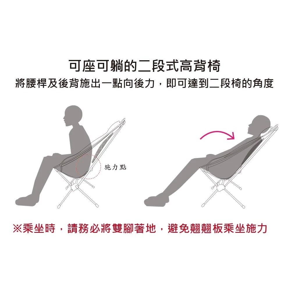 OutdoorBase X1輕量兩段椅【綠色工場】高背椅 舒適可躺 露營椅 收納椅 摺疊椅 輕巧椅 月亮椅 鋁合金椅