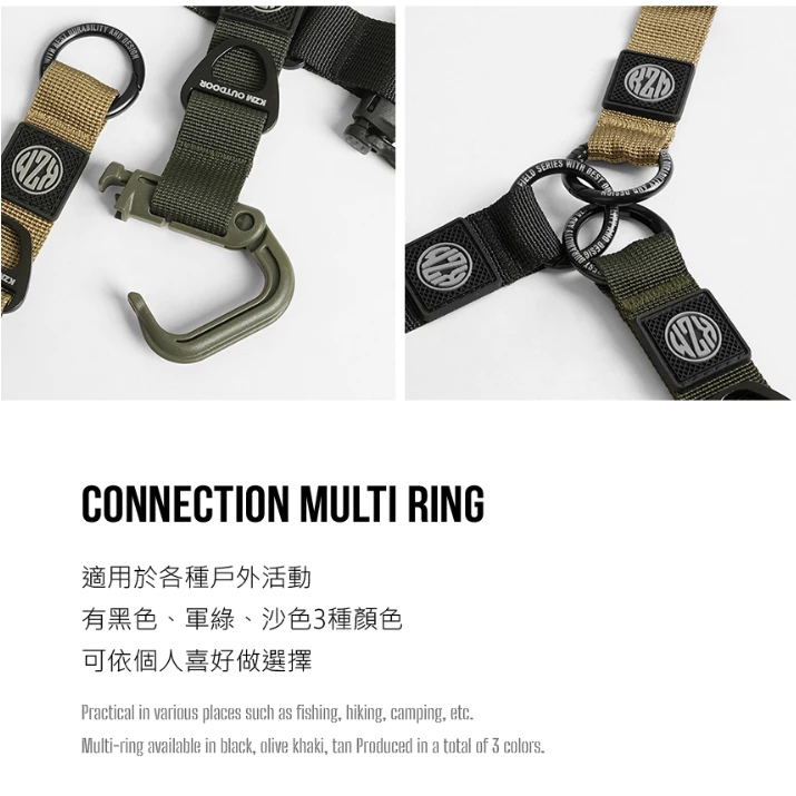 KAZMI KZM 工業風多功能戰術扣【綠色工場】多功能掛勾 D扣 戰術扣環 萬物掛勾 露營掛勾