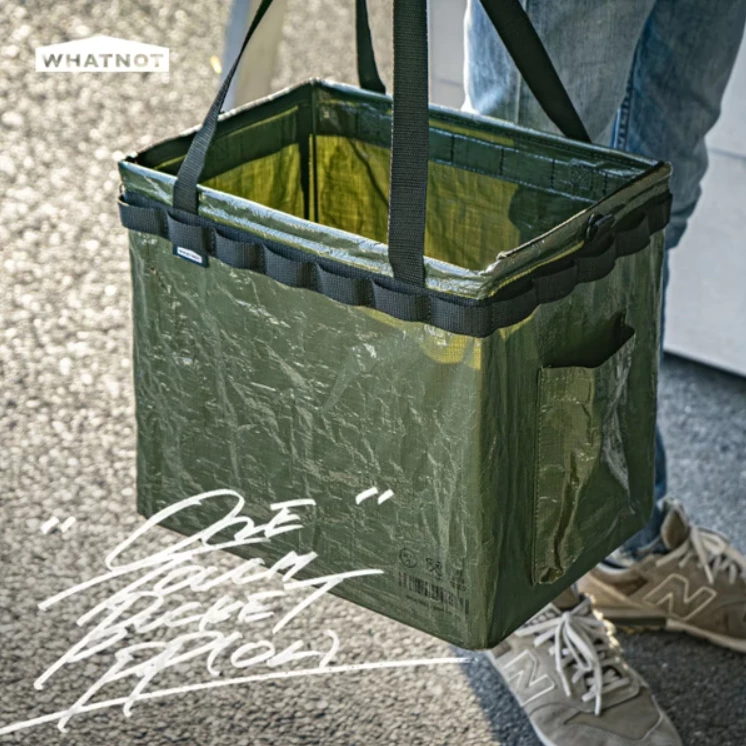 WHATNOT｜摺疊收納提籃-橄欖綠【綠色工場】ONE TOUCH BUCKET CLEAR 手提袋 置物袋 裝備袋
