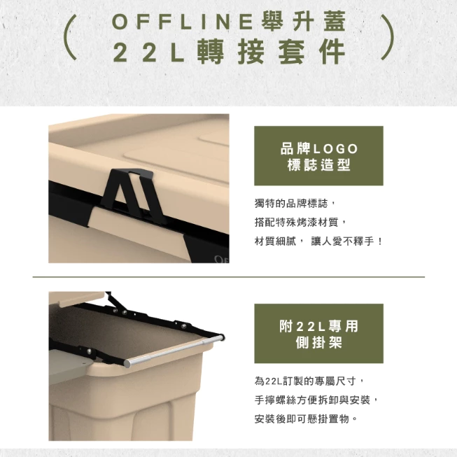 Offline 舉升蓋 22L 轉接套件【綠色工場】Thor箱專用 索爾箱 舉升套件 THOR 附收納袋、S掛勾