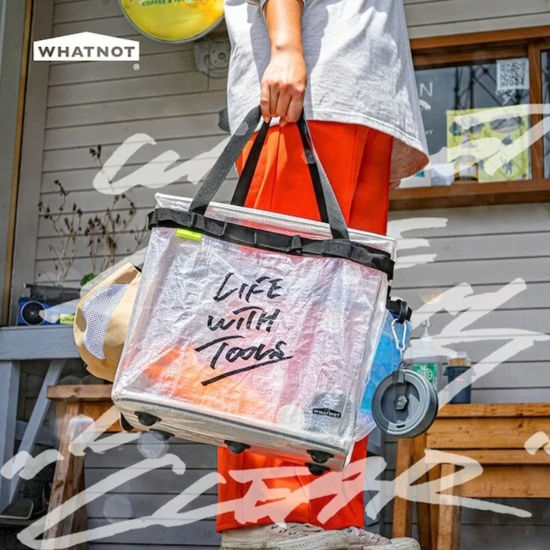 WHATNOT｜摺疊收納提籃【綠色工場】ONE TOUCH BUCKET CLEAR 手提袋 置物袋 裝備袋 收納袋