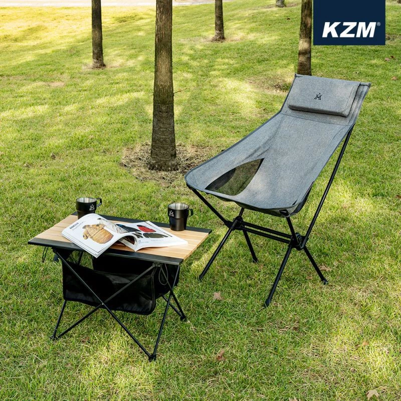 【綠色工場】KAZMI KZM 高背輕量椅(灰色) 休閒椅 摺疊椅 露營椅 收納椅 登山椅 (K21T1C02)