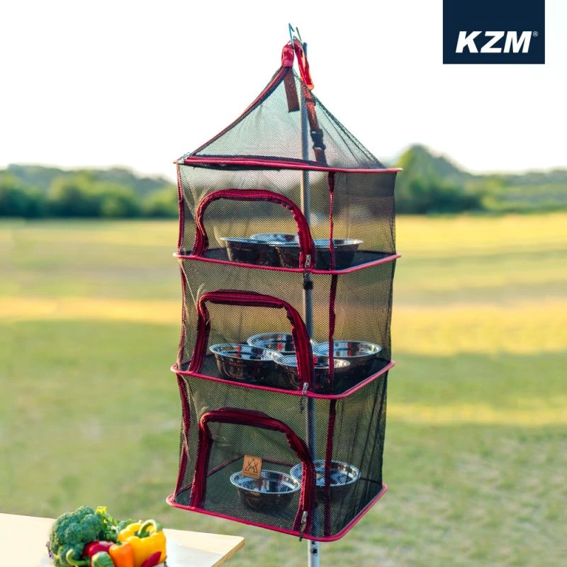 【綠色工場】KAZMI 四層方形餐櫥籃 (K3T3K009) 餐碗籃 網籃 置物籃 瀝水籃 掛籃 露營餐碗籃 收納網籃
