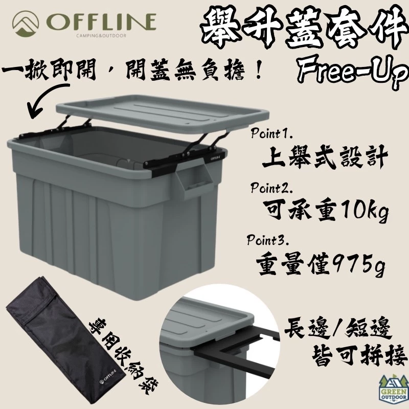 Offline 舉升蓋套件/掛架【綠色工場】Thor箱專用 索爾箱 舉升套件 THOR 53/75L 附收納袋 S掛勾