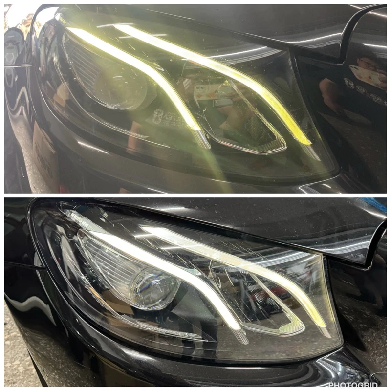 Benz 大燈 維修 修復 日行燈 導光條 泛黃 變黃 W213 LED