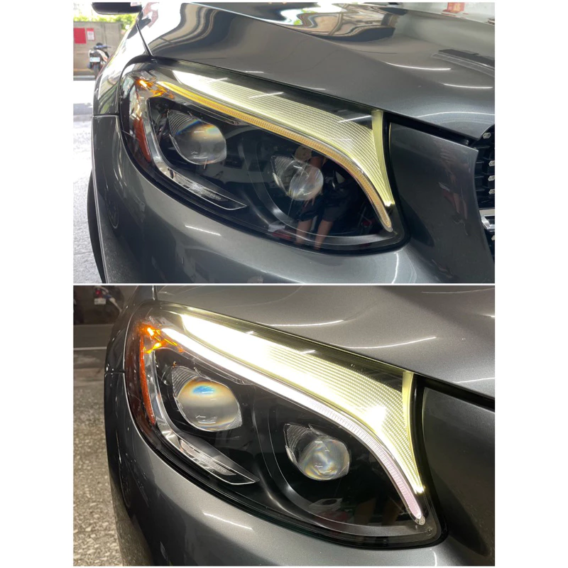 Benz 大燈 維修 修復 日行燈 導光條 泛黃 變黃 W205 GLC W213 W117 